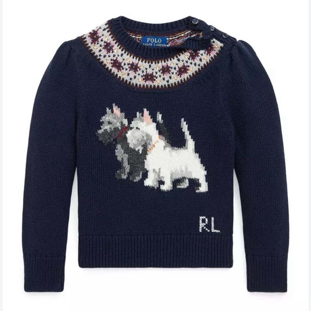 Polo Ralph Lauren Intarsia-Dog Fair Isle Sweater Wool